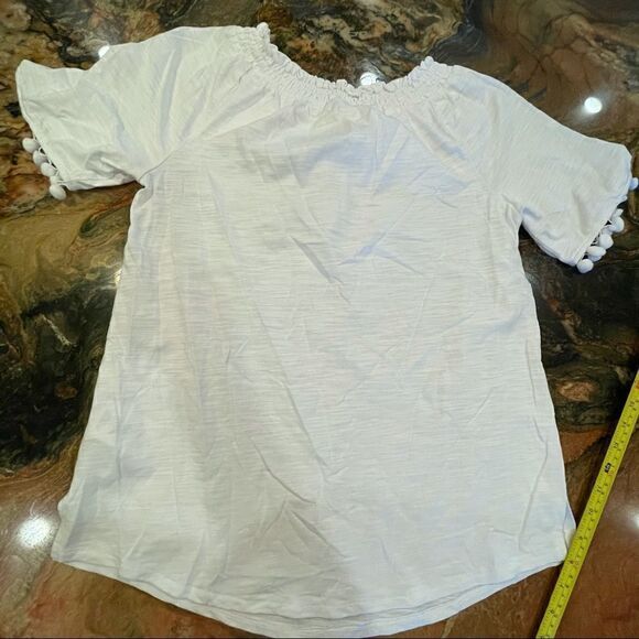 COPY - Belle by Kim Gravel cotton white top XS Pom Pom - Picture 8 of 8